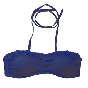 Boutique Ruffle Bandeau Swimsuit Top Navy Monogram
